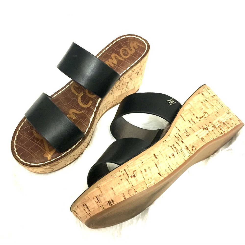 Sam Edelman Black Wedge Sandals. Size 5